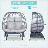 Outdoor Double Egg Chair Patio Chairs - 500lbs Capacity for 2 Person, Oversized Wicker Rocking Glider Chair with Steel Stand, Hand-Woven Lounge Chair Nest Loveseat for Indoor, Porch, Backyard, Balcony Brafab