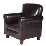 HomePop Youth Leatherette Club Chair, Dark Brown HomePop