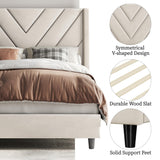 Yaheetech Twin Bed Frame Upholstered Platform Bed with Wing Side/Wooden Slat Support/Tufted Headboard with Wing Side/Mattress Foundation/No Box Spring Needed,Beige Twin Bed Yaheetech