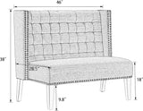 46" Small Modern Loveseat Settee Sofa 2-Seat Sofa Couch Tufted Love Seat Dining Bench with Nail Head Trim Back Banquette Sofas for Living Room Small Space Entryway Hallway Slate Tongli