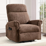 HAOMARKETS Power Lift Recliner Chair with Massage and Heat for Elderly, Electric Recliners with Remote Control,Soft Fabric Upholstered Reclining SingeSofa with Side Pocket for Living Room, Brown HAOMARKETS