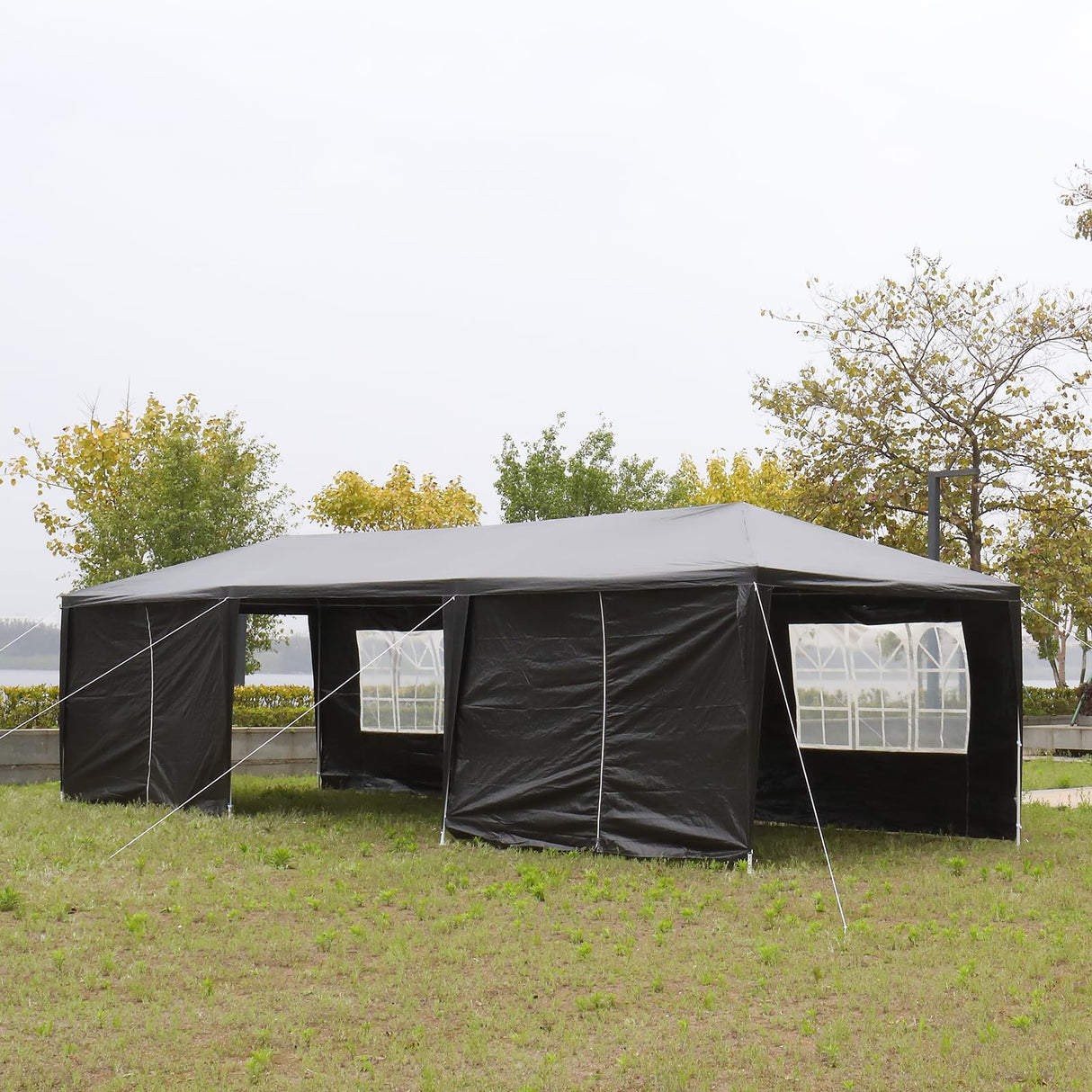 10x30ft Outdoor Party Tent with 8 Removable Sidewalls, Waterproof Canopy Patio Wedding Gazebo Events Party Tent, Black Generic