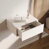 Lumivara Aeris Floating White Modern Nightstand with Storage Drawer, Minimalist Scandinavian, Made with Natural Pine Wood, Wall Mounted Bedside End Table for Bedroom and Living Room Lumivara