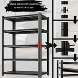 Darubtes Industrial Storage Rack,Heavy-Duty Steel Shelving Unit,Multi-Purpose Garage Organization System Black 72" H x 62" W x 23.5" D 5-Tier Darubtes