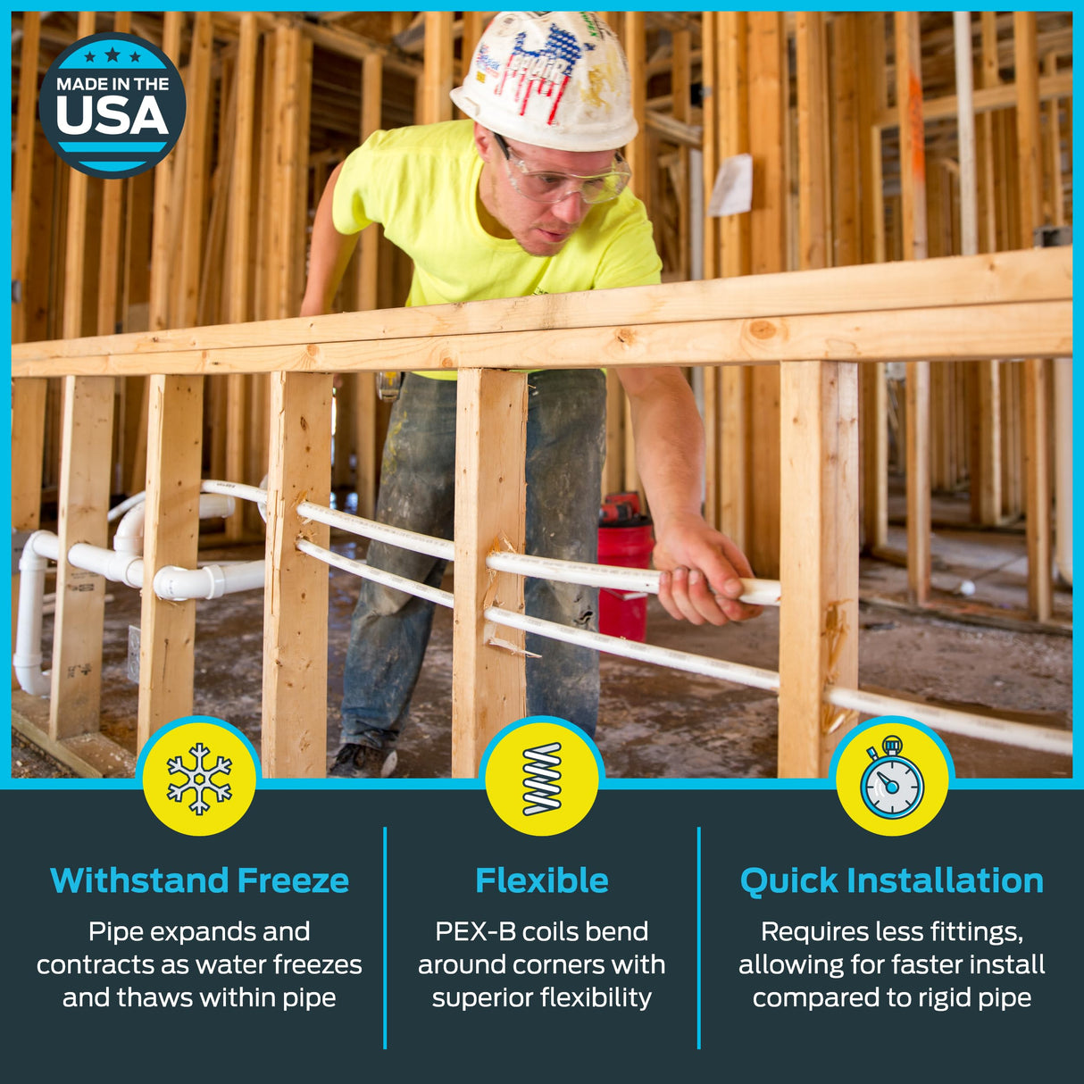 SharkBite 3/8 Inch x 50 Feet White PEX-B, PEX Pipe Flexible Water Tubing for Plumbing, U855W50 SharkBite