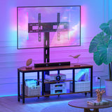 BACEKOLL TV Stand with Mount and LED Light, Corner TV Stand with Storage and Power Outlet, Swivel Television Stand Console for TV Up to 60", Entertainment Center for Living Room, Bedroom, Rustic Brown BACEKOLL