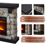 Electric Fireplace with Mantel, 40”W Faux-Stone Fireplace Mantel，Tall Fire Place Heater Freestanding with LED Flame for Living Room Bedroom, 40”Wx12”Dx35”H, Gray Edwin's Choice