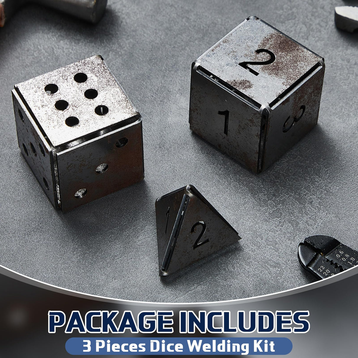 Therwen 3 Pieces Dice Welding Kit Welding Coupons DIY Welding Equipment Mild Steel Triangle Plate for Beginners TIG MIG Gas Arc Stick Welding Training Practice Accessories Tools, 3 Styles (1.5 Inch) Therwen