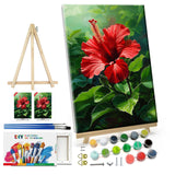 ATDMS Paint by Numbers kit for Adults with Frame Flowers Paint by Numbers with Easel DIY Adult Paint by Number Kits on Canvas Oil Painting Kits for Gift Home Wall Decor 8x12 Inch ATDMS