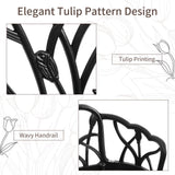 HOMEFUN Outdoor Bench, Patio Garden Benches Metal Loveseat Cast-Aluminum Outside Furniture for Park Lawn Front Porch Black HOMEFUN