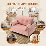 Urhanherry 47" Small Sofa Couch for Bedroom, Soft Chenille loveseat Mini Couch with Throw Pillow and Removable Cushion Cover for Small Spaces, Living Room, Apartment, Dorm, Office(Pink) Urhanherry