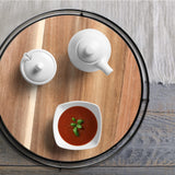 [ 2 Pack ] 9" & 10" Acacia Wood Lazy Susan Organizers with Steel Sides, Lazy Susan Turntable for Cabinet, Kitchen Turntable Storage for Table, Countertop, Pantry Tomoaza