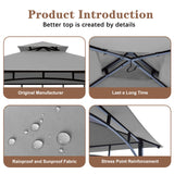 SCOCANOPY Upgraded Ripstop Fabric Replacement Canopy Grill BBQ Gazebo Roof Top for Gazebo Model L-GZ238PST-11 Only,(Gray Ripstop) SCOCANOPY