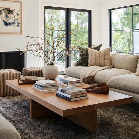 Muralister Farmhouse Solid Wood Coffee Table, Rustic Centre Table for Living Room,Large Wooden Rectangular Cocktail Table 55" L x 27.5" W x 18" H Muralister