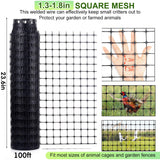 Windyun 2 Roll 100 ft 200 ft in Total Plastic Mesh Fence Roll Safety Construction Barrier Netting Outdoor Snow Temporary Garden Animal Fencing for Poultry, Chicken, Dog, Patio(Black) Windyun