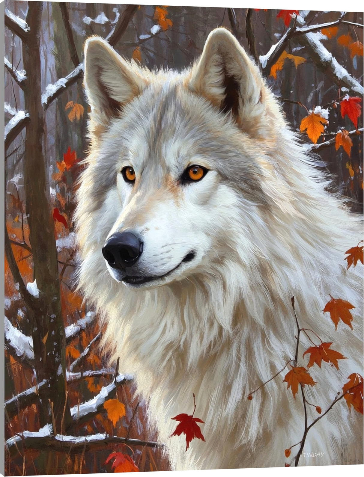 TINDAY Wolf Paint by Numbers Kit for Adults Paint by Numbers for Adults Beginner Painting by Number Kits for Adult on Canvas Acrylic Painting Home Decor Wall Decor Prefect for Gift 16x20 in TINDAY