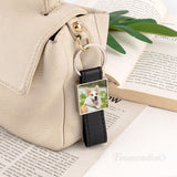 Framendino, 4 Pack Leather Sublimation Blanks Keychain with Metal Square Rectangle Heat Transfer Blank Tray Key Chain for DIY Crafts Photo Black Framendino