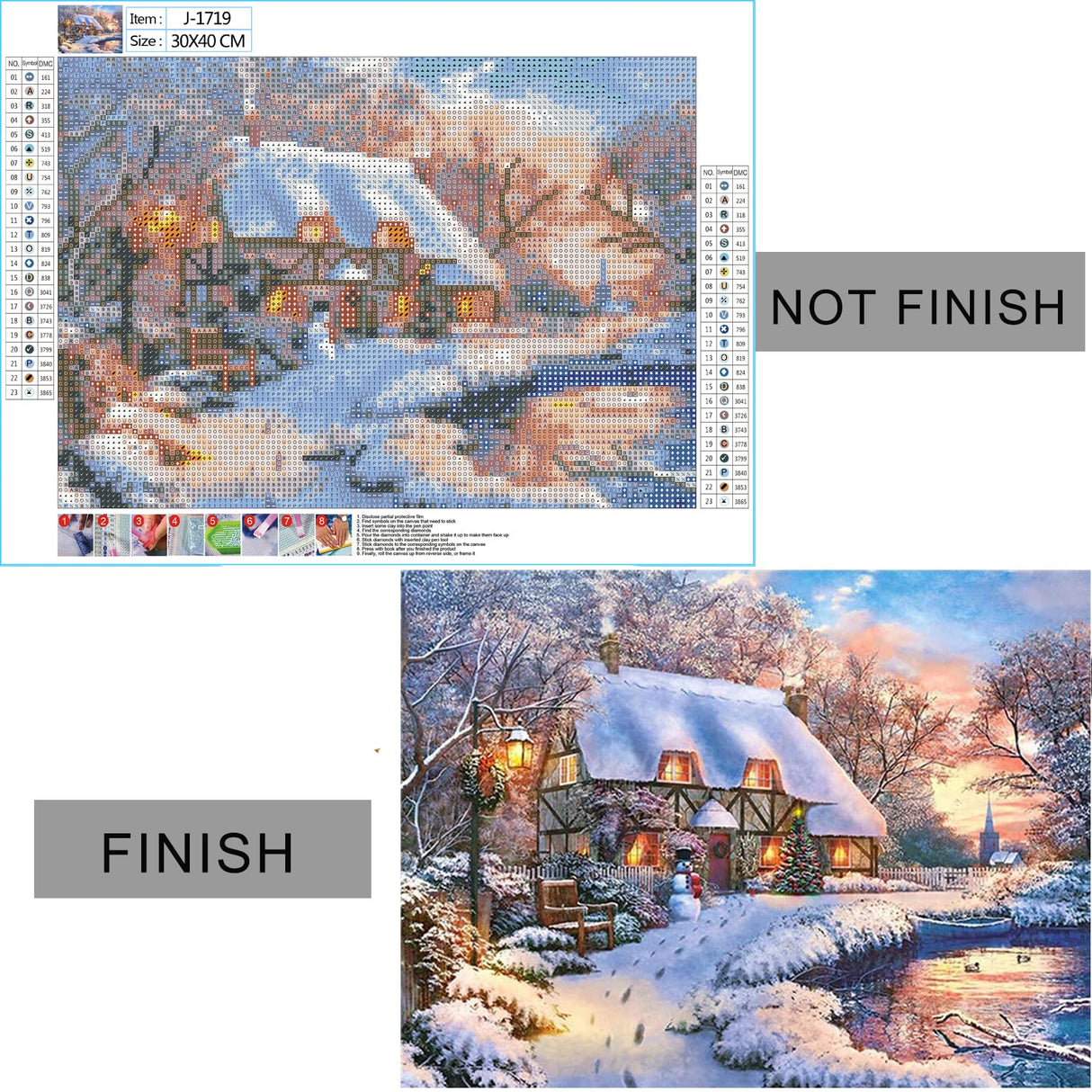 wifreo 5D Diamond Painting Christmas Snow Scene, Diamond Painting by Number Kits for Adults Kids, Round Drill Embroidery Cross Stitch for Home Wall Decor Office Decoration (15.7x11.8inch) wifreo