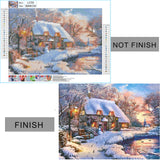 wifreo 5D Diamond Painting Christmas Snow Scene, Diamond Painting by Number Kits for Adults Kids, Round Drill Embroidery Cross Stitch for Home Wall Decor Office Decoration (15.7x11.8inch) wifreo