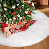 TranquilBliss Christmas Tree Skirt, Fur Burlap Christmas Tree Decorations, Farmhouse Christmas Decor Xmas Holiday Home Party Decorations Indoor Outdoor, 36in White TranquilBliss
