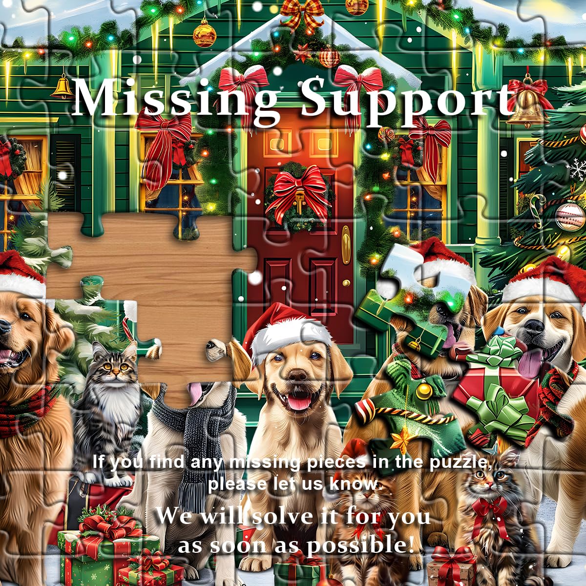 PICKFORU Christmas Puzzles 1000 Pieces, Dog Puppy Puzzle for Adults, Cat Jigsaw Puzzles Winter Holiday, Animal Challenging Puzzles for Adults PICKFORU