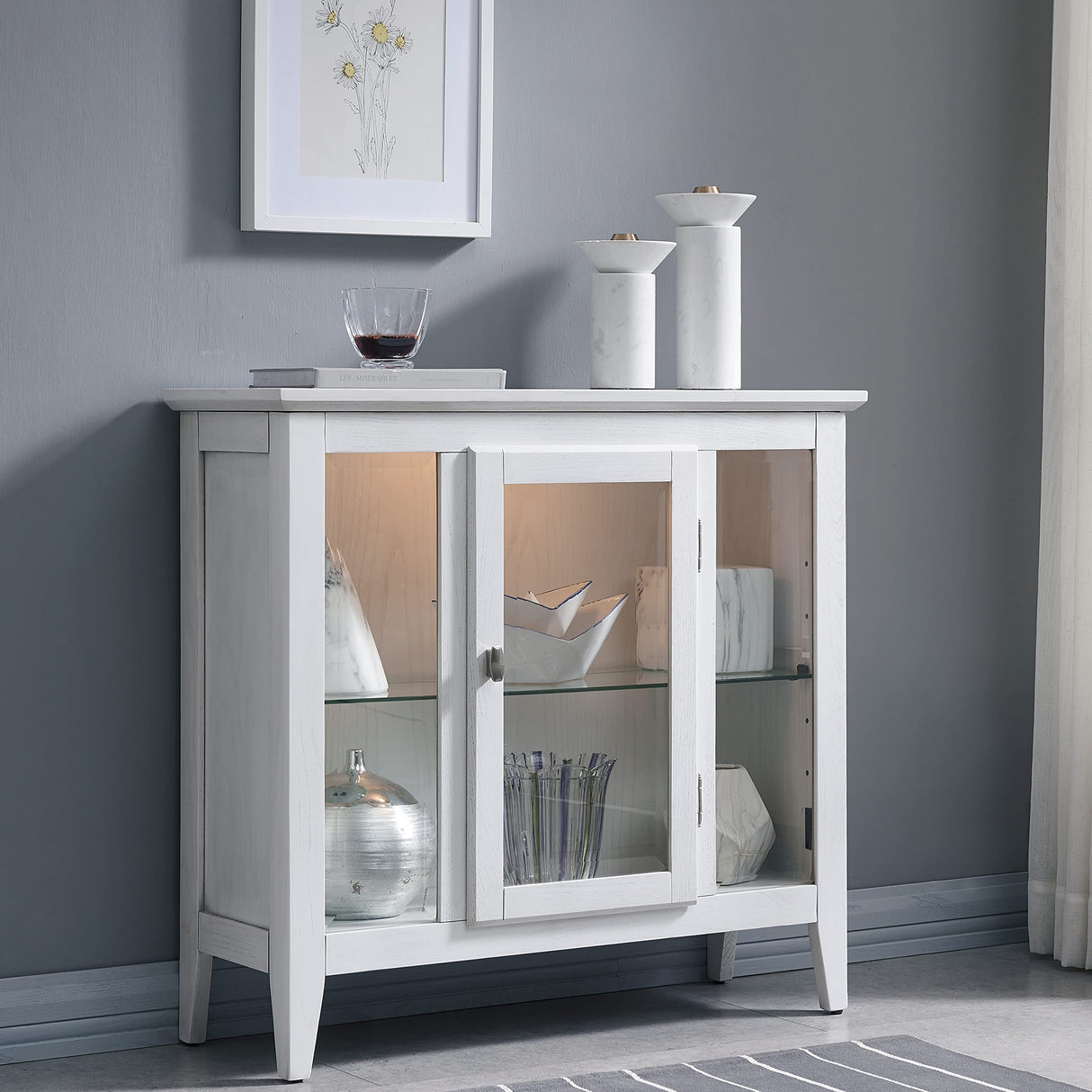 Leick Home Favorite Finds Entryway Wood Curio Cabinet in Weathered White Leick Home