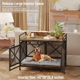 Dog Crate Furniture 48 Inch Wooden Dog Kennel for XLarge Dogs, Heavy Duty Dogs Furniture Indoor Wire Dog Cage with Adjustable Feet & 360° Wheels, Decorative Pet House End Table, Antique Brown COZPAW