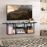 ETELI Floating TV Stand with Power Outlet Wall Mounted Under TV Shelf with Storage Floating Entertainment Center Media Console Table for Living Room Bedroom Office, Black ETELI