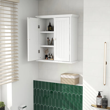 ChooChoo Bathroom Wall Cabinet, Over The Toilet Space Saver Storage Cabinet, Medicine Cabinet with 2 Door and Adjustable Shelves, Cupboard ChooChoo