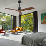 Sofucor 52 Inch Solid Wood Ceiling Fan without Light 3 Blades Ceiling Fan No Light with Remote, 6 Speeds with Reversible DC Motor for Living Room Bedroom Patio With Cover Sofucor