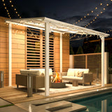 AECOJOY 10' x 8' Pergolas and Gazebos on Clearance in White, Large Wall Mounted Pergola, Outdoor Patio Lean to Gazebo Metal Awnings for Decks,Patio, Porch, Backyard and More AECOJOY