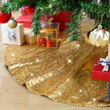 Christmas Tree Skirt 24 Inch Gold Sequin Tree Skirt Small Tree Skirt for 4 Foot Tree Christmas Decorations QueenDream