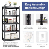 TOPKEY 5-Tier Utility Shelves Garage Storage Shelves, Heavy Duty Metal Storage Shelf for Garage, Kitchen, Warehouse, Adjustable Basement Storage Rack, Load 2000LBS, 63" H x 31.5" W x 15.8" D TOPKEY