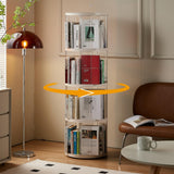 Zream 4 Tier Rotating Bookshelf, 360° Display Spinning Bookshelf Tower, Small Corner Bookshelf for Small Space, Vertical Rotate Turning Spiral Corner Organizer, Round Zream