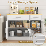 Shintenchi 3 Doors Farmhouse Sideboard Buffet Cabinet,41" Barn Doors Buffet with Storage,Wood Coffee Bar Cabinet with Adjustable Shelf for Kitchen,Living Room,White Shintenchi