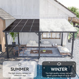 Aoxun 12' x 16' Gazebo for Patio, Wall-Mounted Lean to Gazebo Pergola with Roof, Hard Top Heavy Duty Awnings for Backyard, Decks and More Aoxun