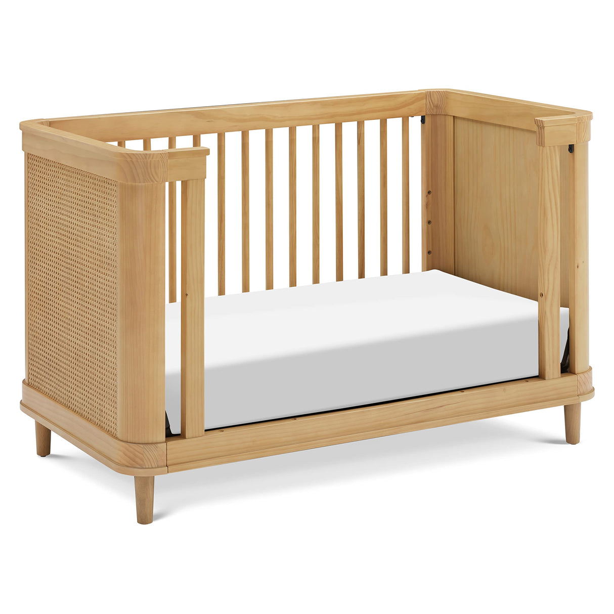NAMESAKE Marin with Cane 3-in-1 Convertible Crib in Honey and Honey Cane, Greenguard Gold Certified NAMESAKE