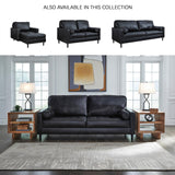 Signature Design by Ashley Bryceview Contemporary Leather Match Tufted Sofa with 2 Bolster Pillows, Black Signature Design by Ashley