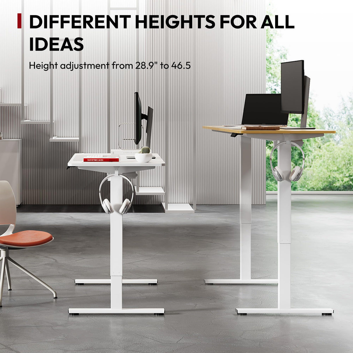 SANODESK Standing Desk Height Adjustable Electric Stand up Desk 40x24 Inches Sit Stand Home Office Desk with Splice Board, White Frame/Maple Top SANODESK