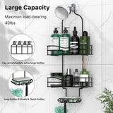DAOYA Bathroom Shower Caddy Hanging - Shower Organizer Hanging 3-Tier with Soap Holder & 6 Hooks for Towels, Sponge, Shower Caddy over Shower Head Fits 21mm Shower Head Arm, Black DAOYA