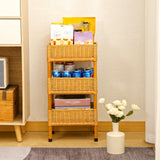 DJHK docor 3 Tier Wicker Basket Stand Storage Tower with Display Rack Standing Shelf Cabinet for Living Room, Bedroom, Kitchen, Bathroom DJHK docor