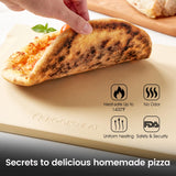 ROCKSHEAT Pizza Stone, 15"x12" Rectangular Pizza Stone for Oven Grill BBQ, Cordierite Baking Stone for Bread, Unique Built-in 4 Handles Cooking Stone ROCKSHEAT