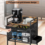 Kwynsa Coffee Bar Cabinet with Power Outlet, Coffee car with Lockable Wheels,Coffee Pod Holder,for Office,Living Room and Small Space,(Rustic Brown) Kwynsa