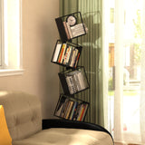 Kunicely 5-Tier Metal Geometric Bookshelf – Modern Narrow Floor Bookcase, Space-Saving Organizer for Living Room, Bedroom, Office, Corner – Black Kunicely