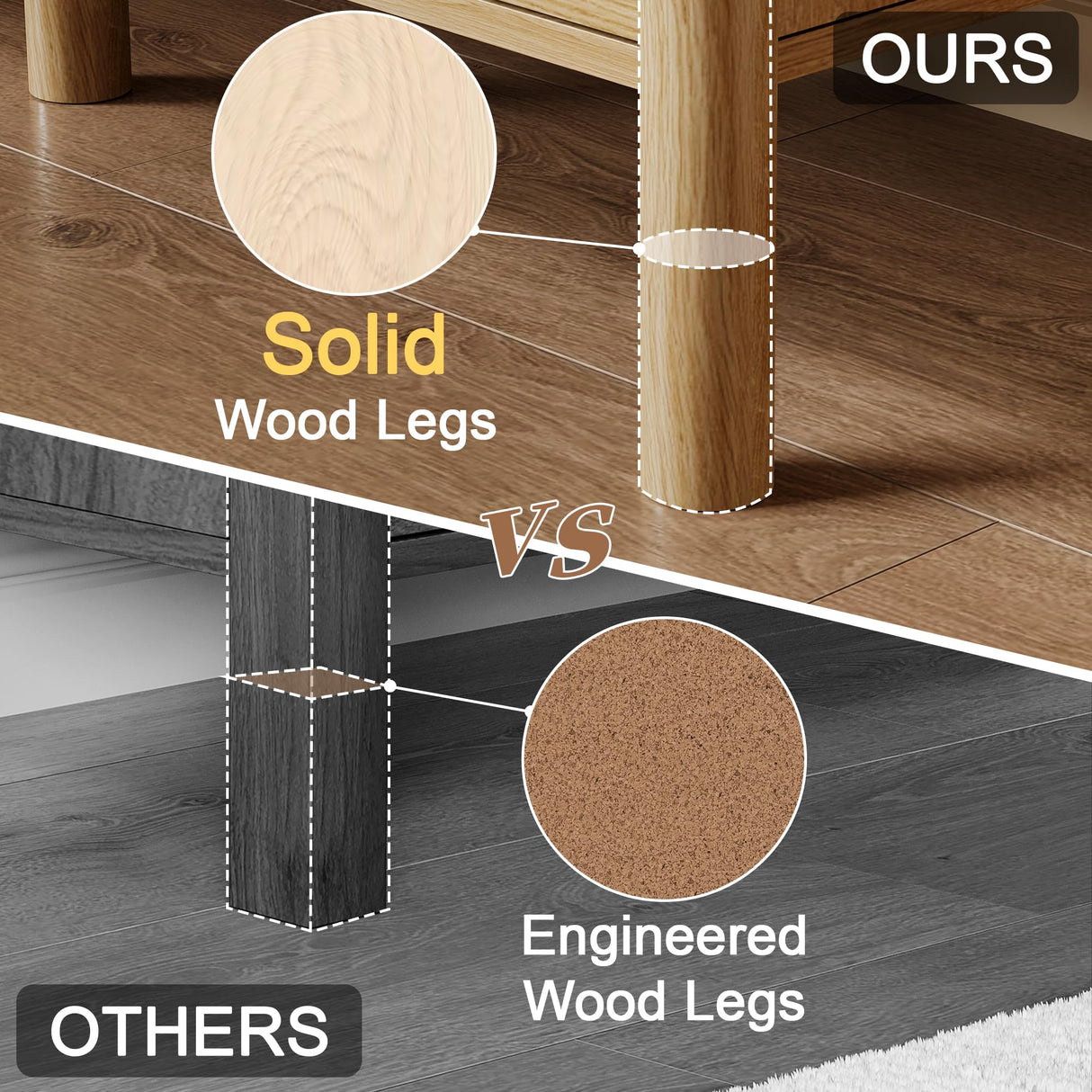 CHUWELL Dresser for Bedroom, 63" Wide Mid Century Modern Chest of Drawers with 9 Large Storage Space and 4 Solid Wood Cylindrical Legs, 9 Drawer Large Dresser for Bedroom(Oak) CHUWELL