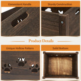 Edergoo Wooden Crates 2 Pack, Hollow Claw Wooden Crates for Display, Farmhouse Handmade Wood Crate with Handles, Rustic Durable Wooden Crates for Storage, Large Decorative Wooden Crate Box for Display Edergoo