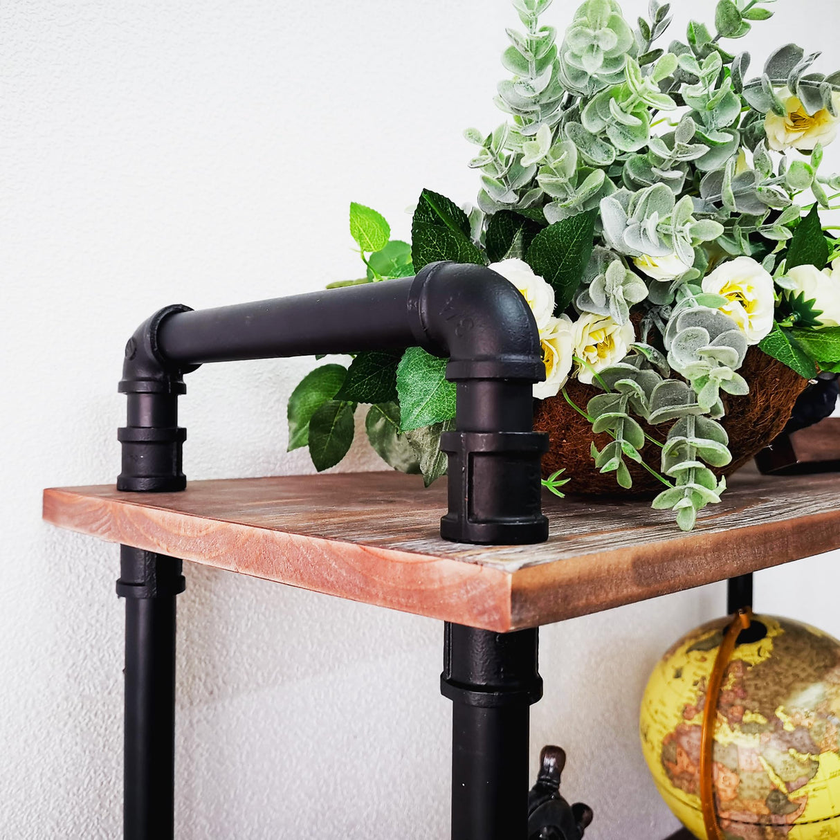 Anynice Industrial Bookshelves, Wood Pipe Bookshelf, 5 Shelf Rustic Display Storage Tall Standing Shelf Bookcase for Living Room, Kitchen, Office (Weathered Brown, 29.5" L x 11.8" W x 70" H) Anynice