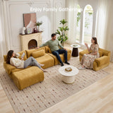 MAXMXX 117”L Shaped Modern Sofa Modular Sectional Cloud Couch with Ottoman,Oversized Boneless Sofa,3+1 Seater Chenille Deep-Seat Sofa with 3 Pillows,Suitable for Living Room or Bedroom(Yellow) MAXMXX