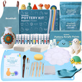 Pottery Kit for Beginners 2.2Lbs Air Dry Clay for Adults with Sculpting Tools, Paint, Glaze, Air-Dry Modeling Clay Molding, Sculpt & Painting Set, Hobby Date Night DIY Art Craft Kits -Standard (White) BeadHub