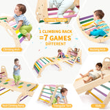 RMOKA Indoor Climbing Toys for Toddlers 1-3, 7in1 Extra Large Pikler Triangle Set, Foldable Wooden Montessori Climbing Set with Arch, Ramp & Ladder Baby Indoor Playground Jungle Gyms for Toddlers RMOKA